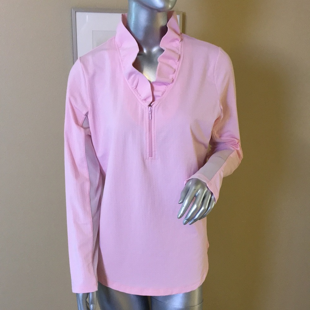 G LIFESTYLE GOLF BY GOTTEX Portrait Collar Zip Neck Shirt - UPF 50+, Long Sleeve